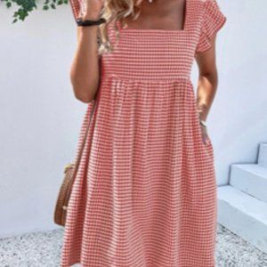 Gingham Flutter Sleeve Dress